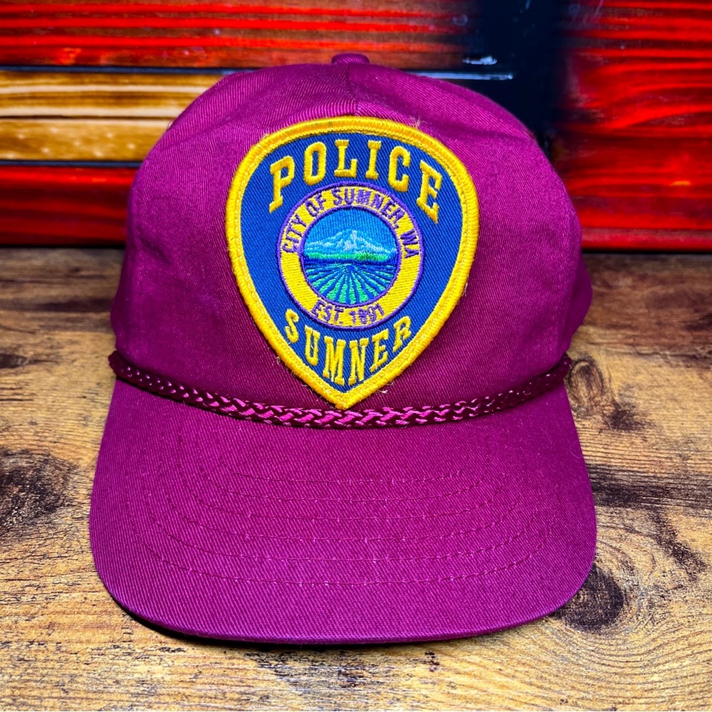 Vintage Law Enforcement Sumner Police Summer Patch Rope Hat Snapback 1990s Red